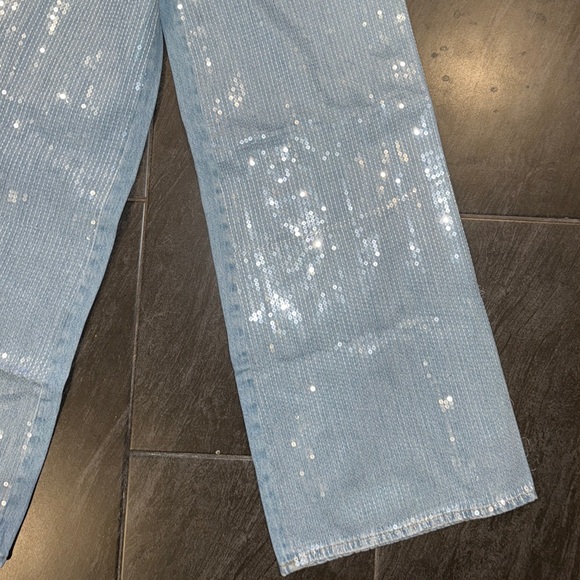 Anthropologies Pilcro Sequin Skater High-Rise Wide-Leg Jeans - Picture 4 of 14